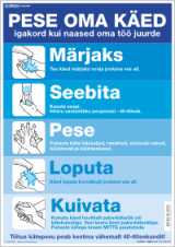 PESE OMA KÄED (Märjaks, seebita, pese, loputa, kuivata) lühemad tekstid. KLO POSTER (ÕIGE KÄTE PESU). Мойте руки.