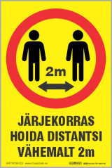 Järjekorras hoida distantsi vähemalt 2 meetrit.