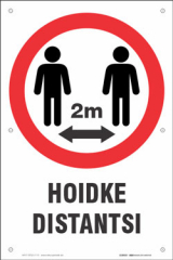 Hoidke distantsi 2m (EHITUS) 500x750mm. Aiale kinnitatav silt või banner. U2020