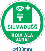Põrandakleebis: Silmadušš. Hoia ala vaba! ø300, 400, 500mm. Piirangu ala tähistamine.