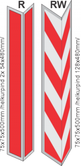 Nurgatähistus 75x75x500mm. Alumiiniumist või plastikust. Punane ja puna valge.