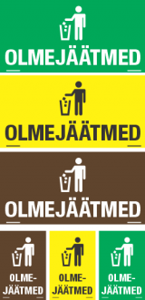 Olmejäätmed püstised 200x300, 300x450mm, 400x600mm või horisontaalsed 300x150, 500x250,  700x350mm. Jäätmete liigiti kogumine/sorteerimine.