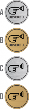 Uksekell horisontaalne (50mm) metallist, kuldne või matt hõbedane taust
